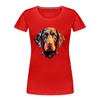 Deutsch Drahthaar Vorstehhund Rasse Aquarell - Frauen Premium Bio T-Shirt - Rot - Vorne - Mia (176cm)