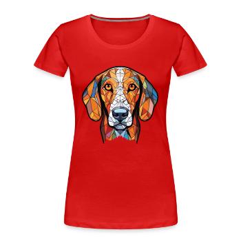 Français blanc et noir chien chien race aquarelle - T-shirt bio Premium Femme - rouge - Devant - Mia (176cm)