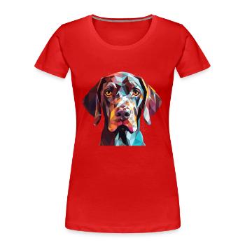 Deutsch Kurzhaar Hund Rasse Aquarell - Frauen Premium Bio T-Shirt - Rot - Vorne - Mia (176cm)