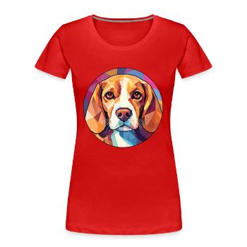 Beagle Dog Breed Colorful Watercolor Illustration - Women's Premium Organic T-Shirt - red - Front - Mia (176cm)