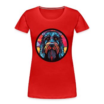 Schwarz Russischer Terrier Hunderasse Aquarellglas - Frauen Premium Bio T-Shirt - Rot - Vorne - Mia (176cm)
