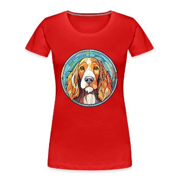 Deutsch Drahthaar Vorstehhund Rasse Aquarell - Frauen Premium Bio T-Shirt - Rot - Vorne - Mia (176cm)