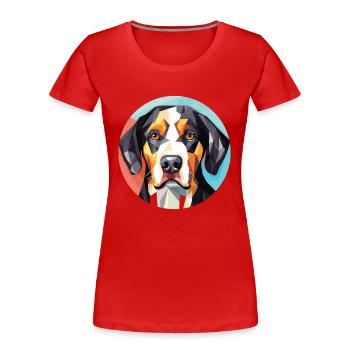 Golden Retriever Dog Breed Watercolor Illustration - Women's Premium Organic T-Shirt - red - Front - Mia (176cm)