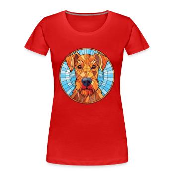 Irish Terrier Dog Breed Watercolor Illustration - Women's Premium Organic T-Shirt - red - Front - Mia (176cm)