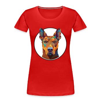 Français blanc et noir chien chien race aquarelle - T-shirt bio Premium Femme - rouge - Devant - Mia (176cm)