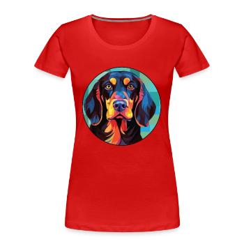 Deutsch Drahthaar Vorstehhund Rasse Aquarell - Frauen Premium Bio T-Shirt - Rot - Vorne - Mia (176cm)