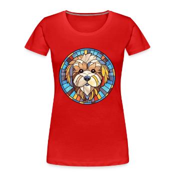 Havaneser Hund Rasse Aquarell Glas Illustration - Frauen Premium Bio T-Shirt - Rot - Vorne - Mia (176cm)