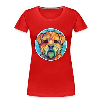 Norfolk Terrier Hunderasse Aquarell Illustration - Frauen Premium Bio T-Shirt - Rot - Vorne - Mia (176cm)