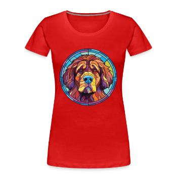 Tibetischer Mastiff Hunderasse Aquarell Illustration - Frauen Premium Bio T-Shirt - Rot - Vorne - Mia (176cm)