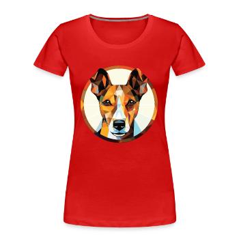 Glatte Foxterrier-Hunderasse buntes Aquarell - Frauen Premium Bio T-Shirt - Rot - Vorne - Mia (176cm)