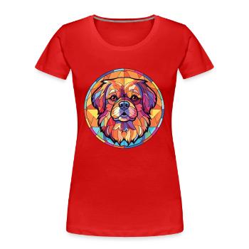 Tibetische Spaniel-Hunderasse Aquarell-Illustration - Frauen Premium Bio T-Shirt - Rot - Vorne - Mia (176cm)