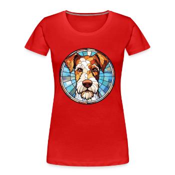 Draht Foxterrier Hunderasse Aquarell Illustration - Frauen Premium Bio T-Shirt - Rot - Vorne - Mia (176cm)