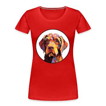 Wirehaired Pointing Griffon Dog Breed Watercolor - Women's Premium Organic T-Shirt - red - Front - Mia (176cm)