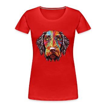 Deutscher Drahthaar Hund Rasse Aquarell - Frauen Premium Bio T-Shirt - Rot - Vorne - Mia (176cm)