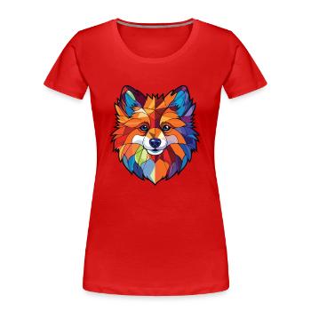 Deutsche Spitz Hunderasse Aquarell Illustration - Frauen Premium Bio T-Shirt - Rot - Vorne - Mia (176cm)