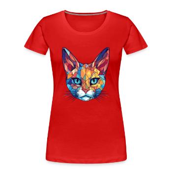 Pixie Bob Katze Bunte Aquarell Haustier Illustration - Frauen Premium Bio T-Shirt - Rot - Vorne - Mia (176cm)