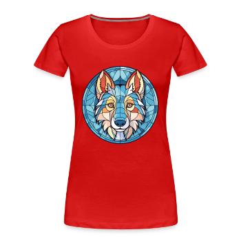 Czechoslovak Wolfdog Dog Breed Colorful Watercolor - Women's Premium Organic T-Shirt - red - Front - Mia (176cm)
