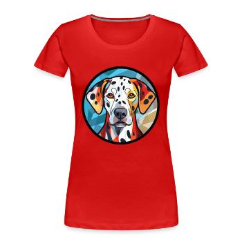 Dalmatiner Hund Rasse Aquarell Glas Illustration - Frauen Premium Bio T-Shirt - Rot - Vorne - Mia (176cm)