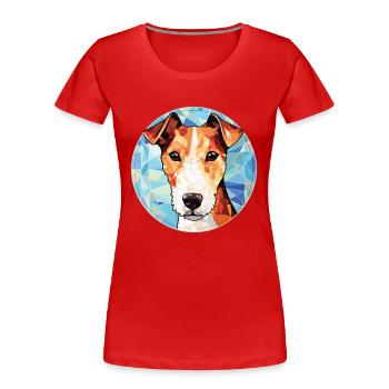 Foxterrier glatte Hunderasse buntes Aquarell - Frauen Premium Bio T-Shirt - Rot - Vorne - Mia (176cm)