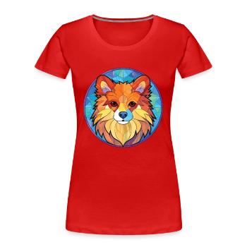 Deutsche Spitz Hunderasse Aquarell Illustration - Frauen Premium Bio T-Shirt - Rot - Vorne - Mia (176cm)