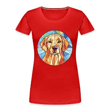 Golden Retriever Dog Breed Watercolor Illustration - Women's Premium Organic T-Shirt - red - Front - Mia (176cm)