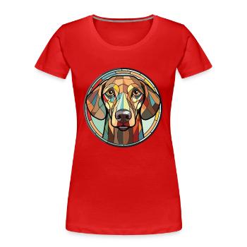 Grauer Hund Rasse Aquarell Glas Illustration - Frauen Premium Bio T-Shirt - Rot - Vorne - Mia (176cm)
