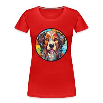Kuchi Afghan Shepard chien race aquarelle colorée - T-shirt bio Premium Femme - rouge - Devant - Mia (176cm)