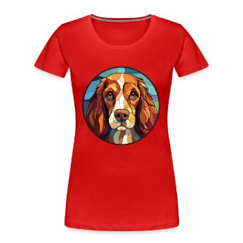 Norfolk Spaniel Hunderasse Aquarell Illustration - Frauen Premium Bio T-Shirt - Rot - Vorne - Mia (176cm)
