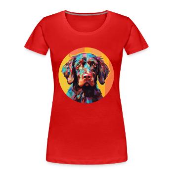 Pudelpointer chien race aquarelle illustration - T-shirt bio Premium Femme - rouge - Devant - Mia (176cm)