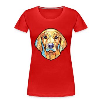 Golden Retriever Dog Breed Watercolor Illustration - Women's Premium Organic T-Shirt - red - Front - Mia (176cm)