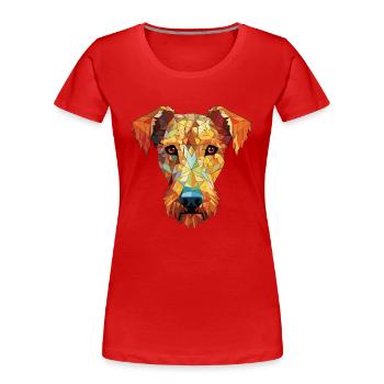 Irish Terrier Dog Breed Watercolor Illustration - Women's Premium Organic T-Shirt - red - Front - Mia (176cm)