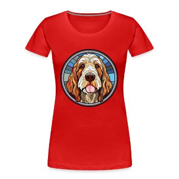 Spinone Italiano Dog Breed Watercolor Illustration - Women's Premium Organic T-Shirt - red - Front - Mia (176cm)