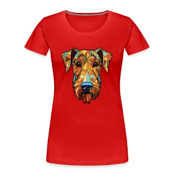 Irish Terrier Dog Breed Watercolor Illustration - Women's Premium Organic T-Shirt - red - Front - Mia (176cm)