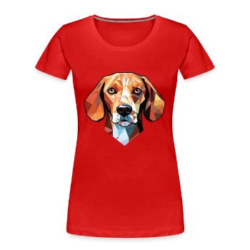 Hund Hund Rasse bunte Aquarell Illustration - Frauen Premium Bio T-Shirt - Rot - Vorne - Mia (176cm)