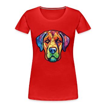 Magyar Agar Hungarian Dog Breed Watercolor Glass - Women's Premium Organic T-Shirt - red - Front - Mia (176cm)