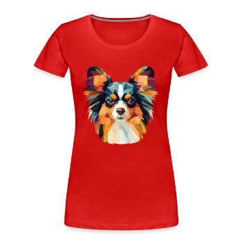 Papillon Continental Toy Spaniel chien aquarelle - T-shirt bio Premium Femme - rouge - Devant - Mia (176cm)