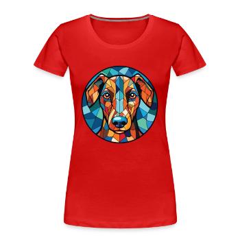 Middle Asian Ovtcharka Dog Breed Watercolor Glass - Women's Premium Organic T-Shirt - red - Front - Mia (176cm)