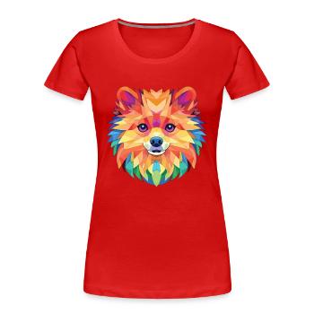 Pommersche Hunderasse Aquarell Glas Illustration - Frauen Premium Bio T-Shirt - Rot - Vorne - Mia (176cm)