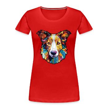 Scotch Collie Hunderasse Aquarell Illustration - Frauen Premium Bio T-Shirt - Rot - Vorne - Mia (176cm)