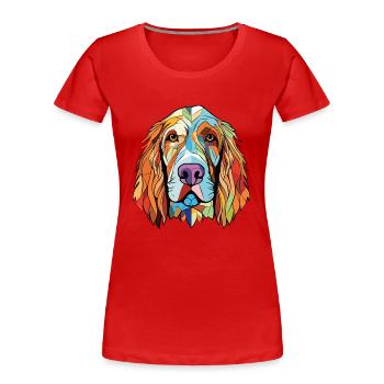 Spinone Italiano Dog Breed Watercolor Illustration - Women's Premium Organic T-Shirt - red - Front - Mia (176cm)