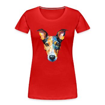 Glatte Foxterrier-Hunderasse buntes Aquarell - Frauen Premium Bio T-Shirt - Rot - Vorne - Mia (176cm)