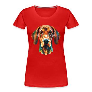 Arbre Tennessee Brindle Coonhound chien aquarelle - T-shirt bio Premium Femme - rouge - Devant - Mia (176cm)