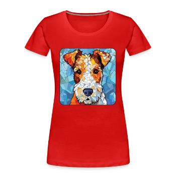 Draht Foxterrier Hunderasse Aquarell Illustration - Frauen Premium Bio T-Shirt - Rot - Vorne - Mia (176cm)