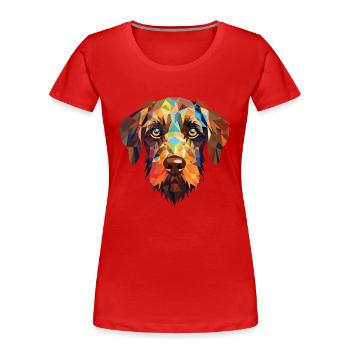 Wirehaired Pointing Dog Breed Colorful Watercolor - Women's Premium Organic T-Shirt - red - Front - Mia (176cm)