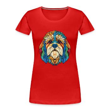 Tibetische Kyi Apso Hunderasse Aquarell Illustration - Frauen Premium Bio T-Shirt - Rot - Vorne - Mia (176cm)