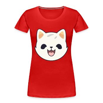 Asian Cat Colorful Cartoon Watercolor Illustration - Women's Premium Organic T-Shirt - red - Front - Mia (176cm)
