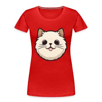 Illustration à l’aquarelle de dessin animé de chat de Birmanie - T-shirt bio Premium Femme - rouge - Devant - Mia (176cm)