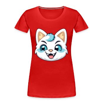 Hantilly Tiffany Katze Cartoon Aquarell Clipart - Frauen Premium Bio T-Shirt - Rot - Vorne - Mia (176cm)