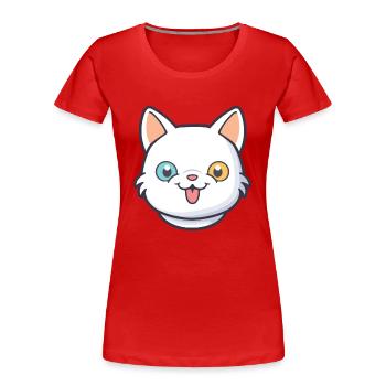 Hantilly Tiffany Katze Cartoon Aquarell Clipart - Frauen Premium Bio T-Shirt - Rot - Vorne - Mia (176cm)