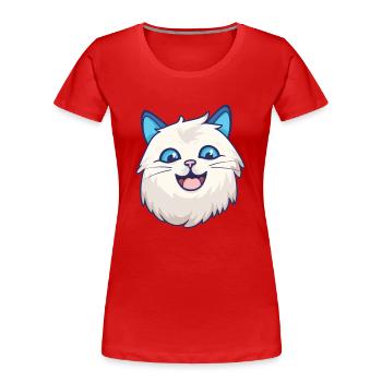 Ragdoll Katze Cartoon Aquarell Illustration - Frauen Premium Bio T-Shirt - Rot - Vorne - Mia (176cm)